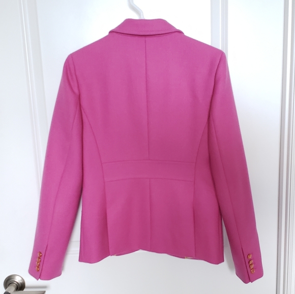 J.Crew Hot Pink 100% Wool Two-Button Blazer - Picture 2 of 11